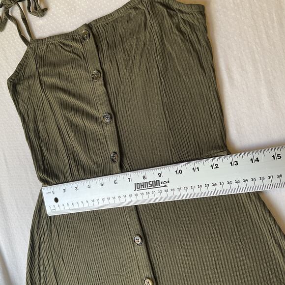 Topshop Women Dress US 4 Olive Green A-Line Button Sleeveless Knee Length - Picture 4 of 7